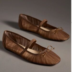 Dolce Vita Raeven Tulle Ballet Flats Mid Brown 9.5 NWT